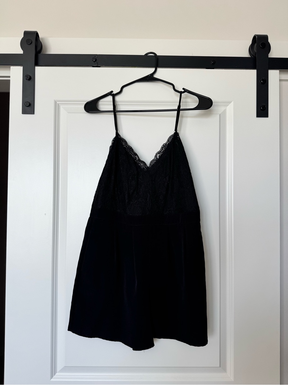 Forever 21 Black Lace-Trim Slip Romper
